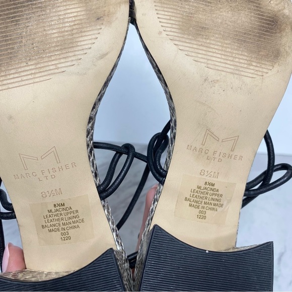 Marc Fisher Jacinda Lace Up Snake Heeled Sandal 8.5 M - Picture 10 of 13